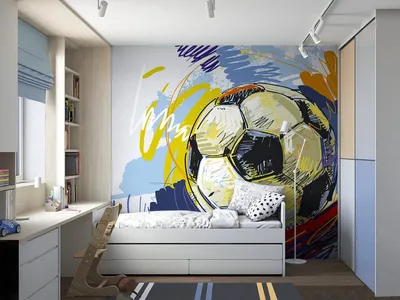 Фотообои Цветной футбольный мяч на стену. Купить фотообои Цветной футбольный  мяч в интернет-магазине WallArt