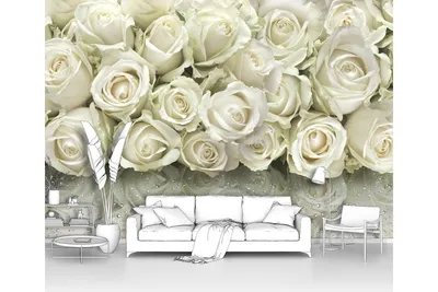 3D Фотообои «Белые розы на стекле» - купить в Москве, цена в  Интернет-магазине Обои 3D
