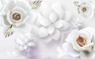 3D обои, современные креативные белые розы, цветы, настенное покрытие,  живопись, гостиная, спальня, фон, домашний декор, Papel De Parede |  AliExpress