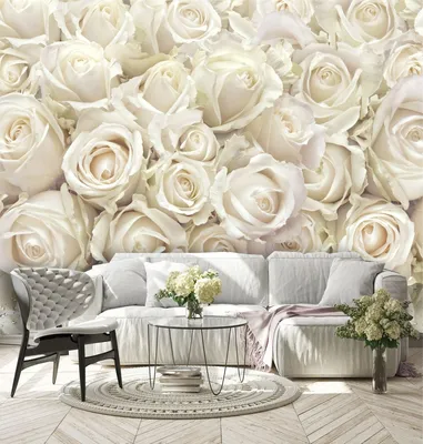 Фотообои Dekor Vinil с цветами на стену \"Белые розы\" 300х260 см. - купить  по выгодной цене в интернет-магазине OZON (283544733)