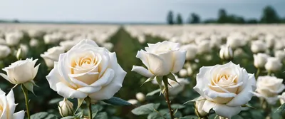 реалистичные и красивые белые розы настенные обои - TenStickers