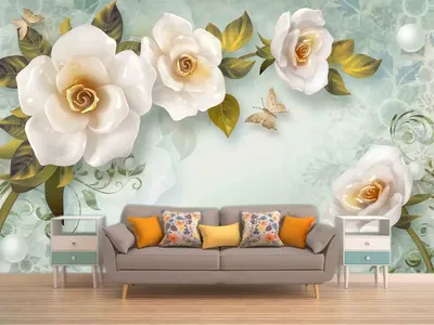 Красивые флизелиновые 3д фотообои 368x254 см Белые розы на стену  (2167V8)+клей купить по цене 1800,00 грн