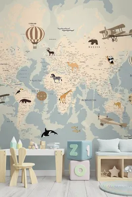 Детская Карта на русском - для детской комнаты в интернет магазине arte.ru.  Заказать обои в детскую комнату - (14470)