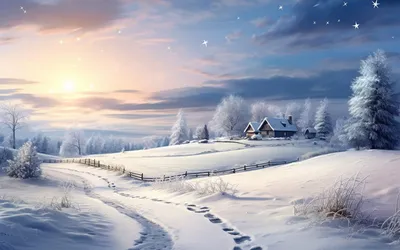 Зима - Snow village HD LIve Video Wallpaper - обои живые