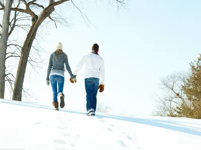 Влюбленная пара зимой,фото, 8д» — создано в Шедевруме