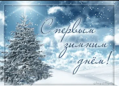 Открытка с Первым Днём Зимы, зимним лесом и стихами • Аудио от Путина,  голосовые, музыкальные