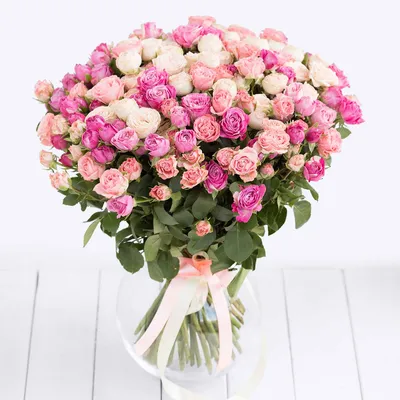 9 розовых пионовидных роз за 7 290 руб. | Бесплатная доставка цветов по  Москве