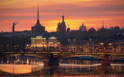 Обои Города Санкт-Петербург, Петергоф (Россия), обои для рабочего стола,  фотографии города, санкт-петербург, петергоф , россия, санкт, петербург,  4к, закат, городской, вид, мосты Обои для рабочего стола, скачать обои  картинки заставки на рабочий