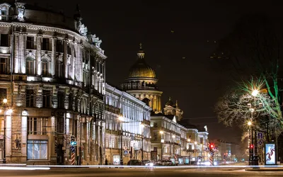 Фон рабочего стола где видно Санкт-Петербург, ночной город, здания,  архитектура, обои, St. Petersburg, night city, buildings, architecture,  wallpaper