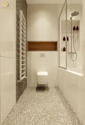 Дизайн ванной: плитка под мрамор и дерево + мозаика