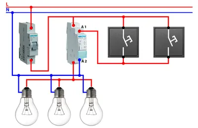 Схема управления освещением через импульсное реле с помощью кнопочных  выключателей | ELECTRICA.NET.UA