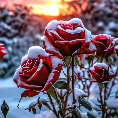 Красные розы покрытые снегом,красный…» — создано в Шедевруме