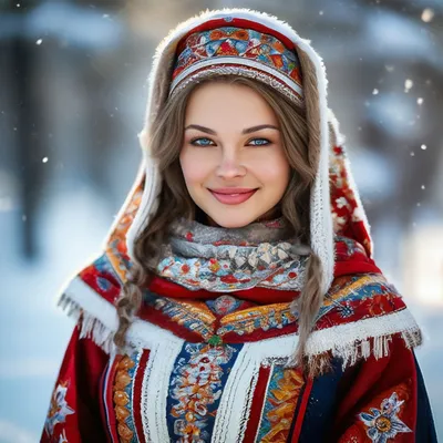Красивая русская девушка в зимнем …» — создано в Шедевруме