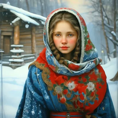 Красивая русская девушка в платье зимой национальном Стоковое Фото -  изображение насчитывающей хлебосольство, привлекательностей: 214707278