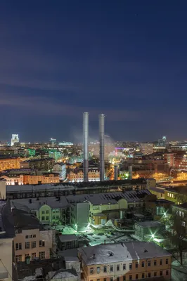 Вид с крыши здания ночной мегаполис…» — создано в Шедевруме