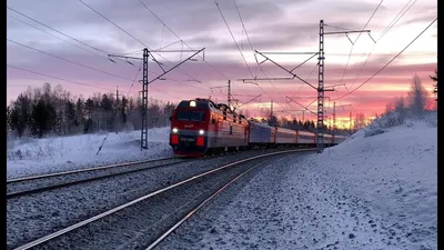 Зимняя Россия из окна поезда.