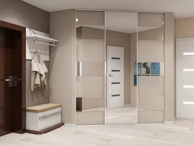 Шкаф купе голубого цвета с фасадами из МДФ