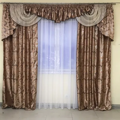Шторы с Ламбрекеном в Зал, Спальню Серого Цвета. Комплект Жаккардовых Штор  2шт и Ламбрекен 1шт с Люрексом — Купить на BIGL.UA ᐉ Удобная Доставка  (1496444080)
