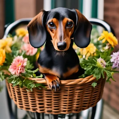 Собака с цветами в зубах - 58 фото