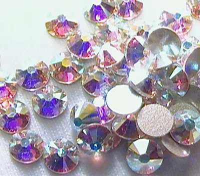 Стразы Сваровски для ногтей-кристалл AB с плоской поверхностью в несколько  размеров | eBay