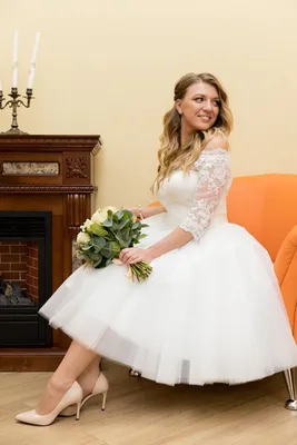 Свадебное платье миди артикул 208385 цвет белый👗 напрокат 4 900 ₽ ⭐ купить  30 000 ₽ в Краснодаре