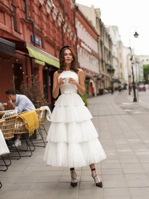 пышное короткое свадебное платье Анна Кузнецова Juli — купить в Москве -  Свадебный ТЦ Вега
