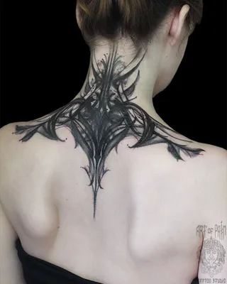 Татуировка женская графика на шее узор (абстракция) 4483 | Art of Pain