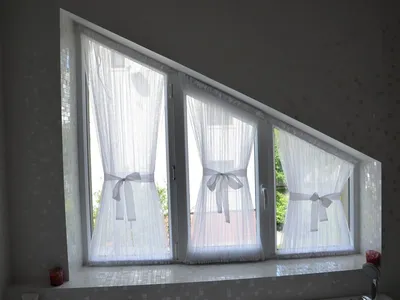 Тюль-кафешка на скошенное окно трапеция 20201064 На скошенное окно | студия  дизайна \"Ваш Интерьер\"