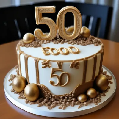 Коричневый торт на 50 лет с шарами и звездами – изготовление на заказ,  начинки, фото и цена