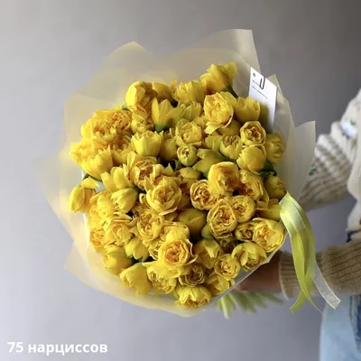 101 букет из нарциссов и тюльпанов за 22 990 руб. | Бесплатная доставка  цветов по Москве