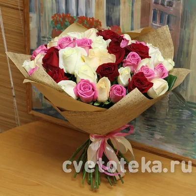 Купить 25 роз, нежно-желтые 50 См в Красноярске! Дом Цветов