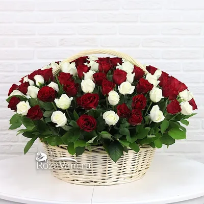 201 бордовая роза в корзине | Цена — 43490 ₽ | Бесплатная доставка цветов|  Арт: 41193
