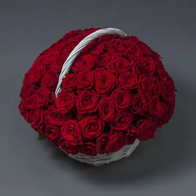 Корзина из 101 красно-белой розы - Арт. 1204