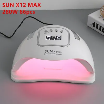 Купить SUN X12 280 Вт 66 шт. светодиодные лампы для ногтей УФ-лампа для  сушки ногтей для гель-лака для маникюра, польского маникюра, лампы для  салона, сушилка | Joom