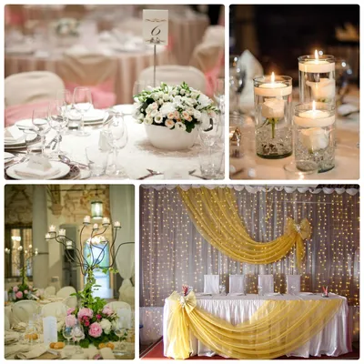 Оформление свадебного зала, декорирование стола и красивые декорации - 24  фото