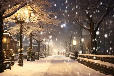 Снежная елка на улице зимой ночью …» — создано в Шедевруме