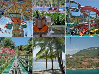 Colourful water slides in the Vinpearl Land Water Park. Vinpearl Resort,  Phu Quoc island, Kien Giang Province, Vietnam Stock Photo - Alamy