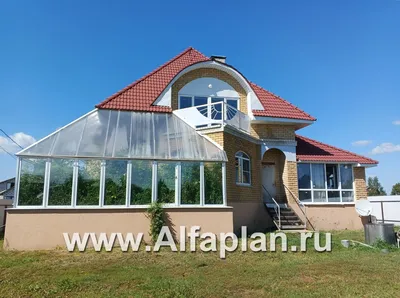 3-52 Проект загородного дома с террасой и эркером - Проекты домов из  ГАЗОБЕТОНА