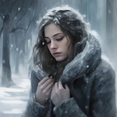 Красивая девушка зимой на улице ,…» — создано в Шедевруме