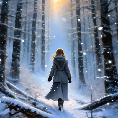 Девушка в зимнем лесу со спины (52 фото) »