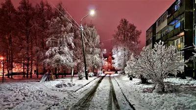 зимний вечер в городе | Зимние сцены, Фоновые рисунки, Зимние картинки