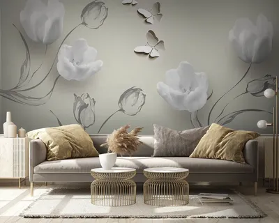 Фотообои 3D Белые тюльпаны Nru25817 купить на заказ в интернет-магазине