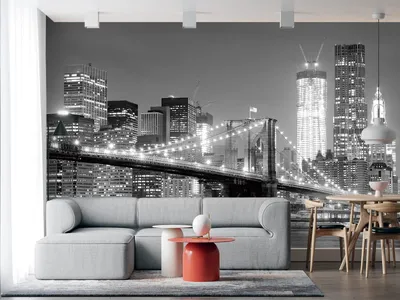 Фотообои Ночной Нью Йорк мост купить на стену • Эко Обои