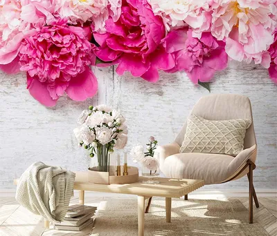 Фотообои Розовые пионы на стену. Купить фотообои Розовые пионы в  интернет-магазине WallArt