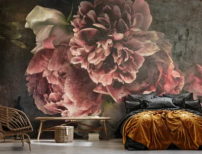 Фотообои Пионы акварелью в гостиную | Фотообои, Окрашенные стены, Розовая  спальня дизайн