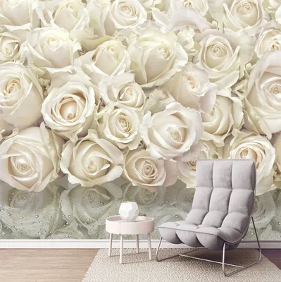 Фотообои Dekor Vinil 3D фотообои розы,обои цветы,белые,фреска в  спальню,гостиную,бутоны роз,декор стен,фотообои с цветами | AliExpress