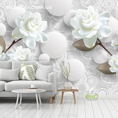 Фотообои Ветки с белыми розами купить на стену • Эко Обои