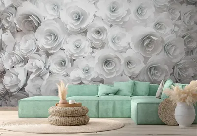 Фотообои 3D белые розы №abu74580 - цена, фото, отзывы | АВС-Decor