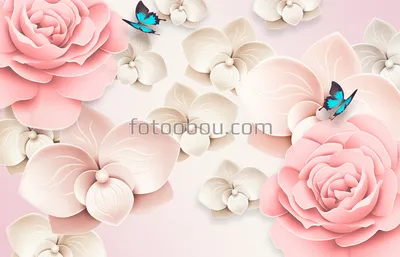 Фотообои с 3D эффектом - Розы на белом шелке | Art-design.md - Печать на  виниловых обои на заказ Кишинев