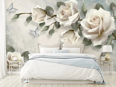 Фотообои розы в спальне фото фотографии